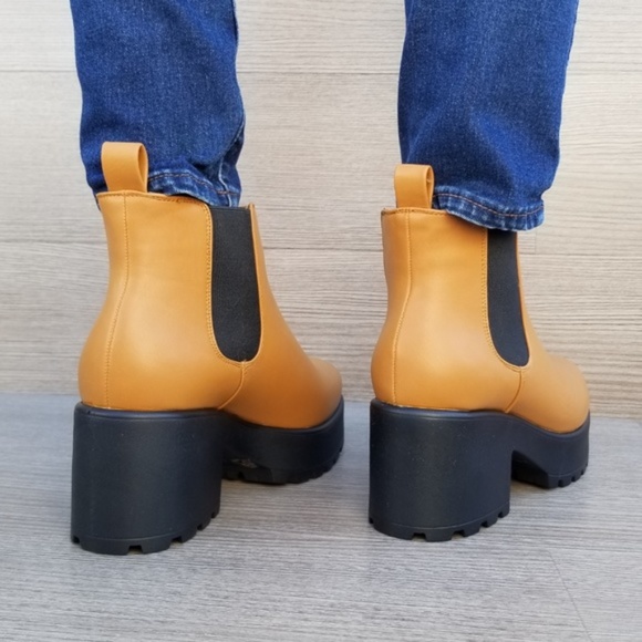 90s Grunge Chunky Heel lug Platforn booties-V - Picture 6 of 6